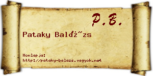 Pataky Balázs névjegykártya